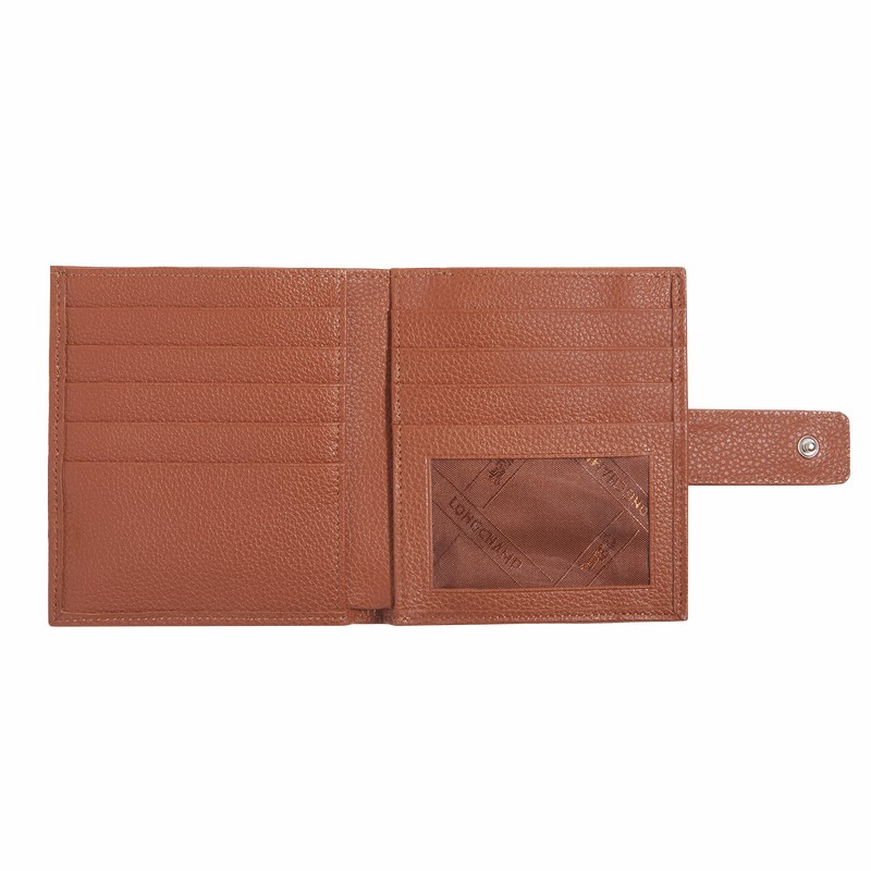 Longchamp Le FOULONNÉ Compact wallet - Leather Caramel USA | L4961021121