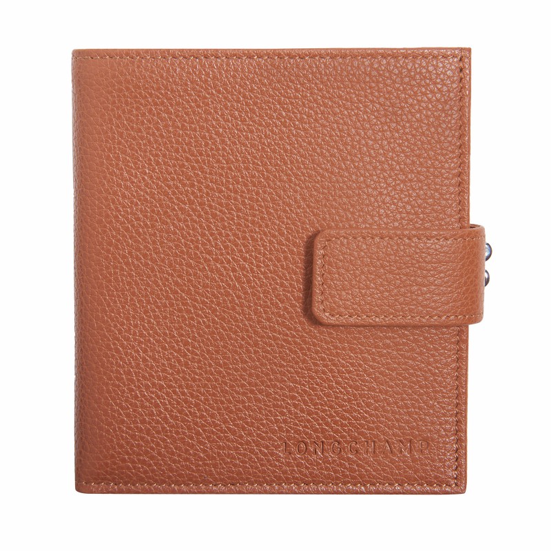 Longchamp Le FOULONNÉ Compact wallet - Leather Caramel USA | L4961021121