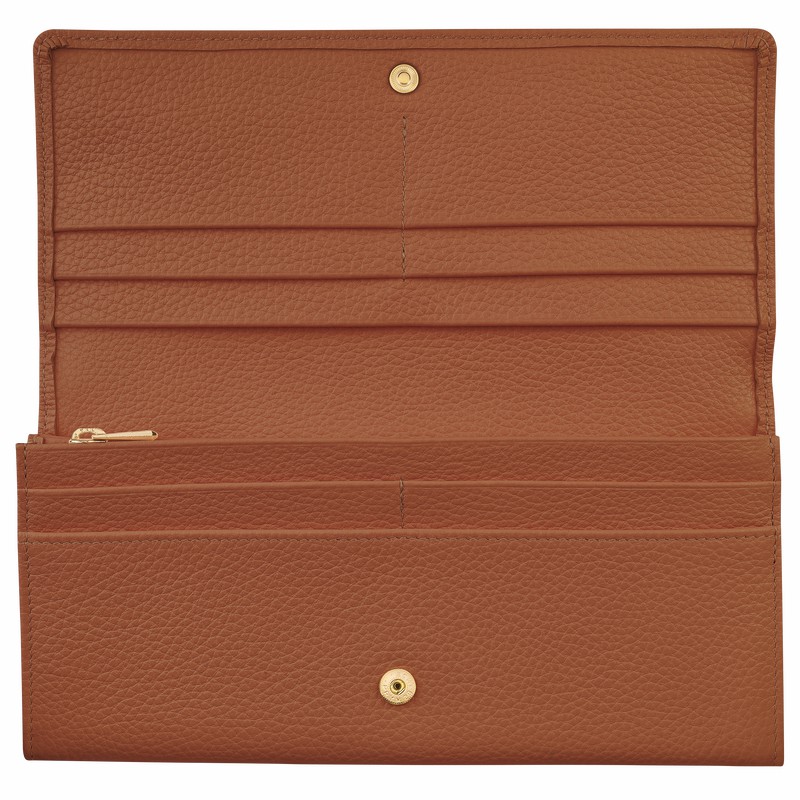 Longchamp Le FOULONNÉ Continental wallet - Leather Caramel USA | L3044021121