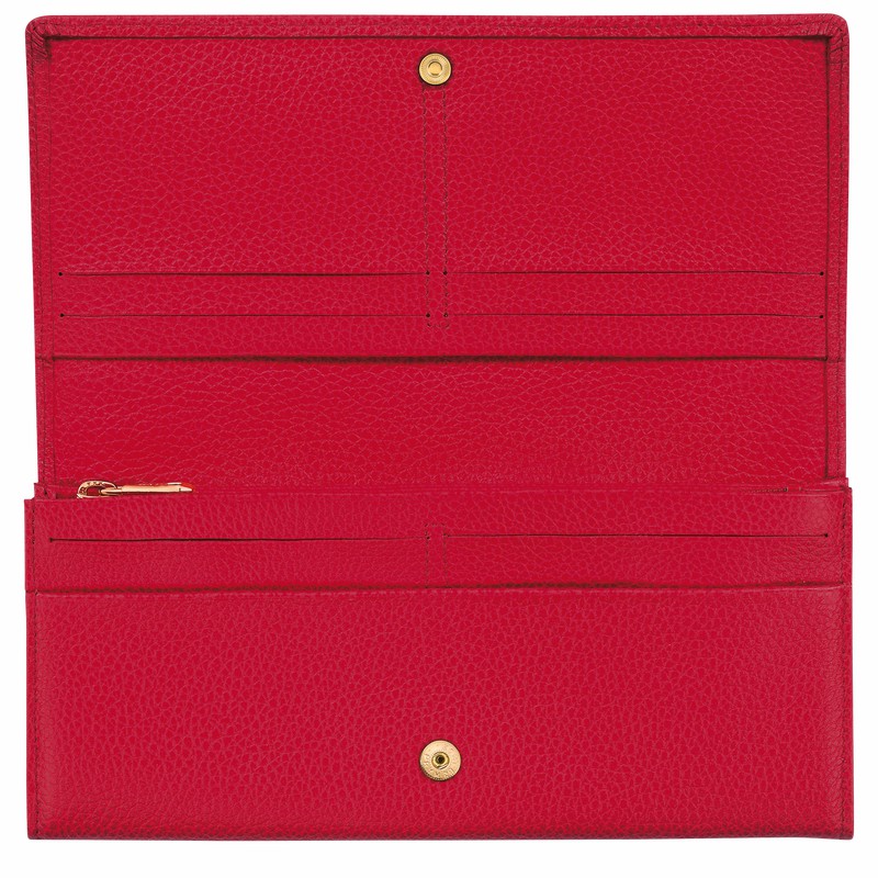 Longchamp Le FOULONNÉ Continental wallet - Leather Red USA | L3044021C39