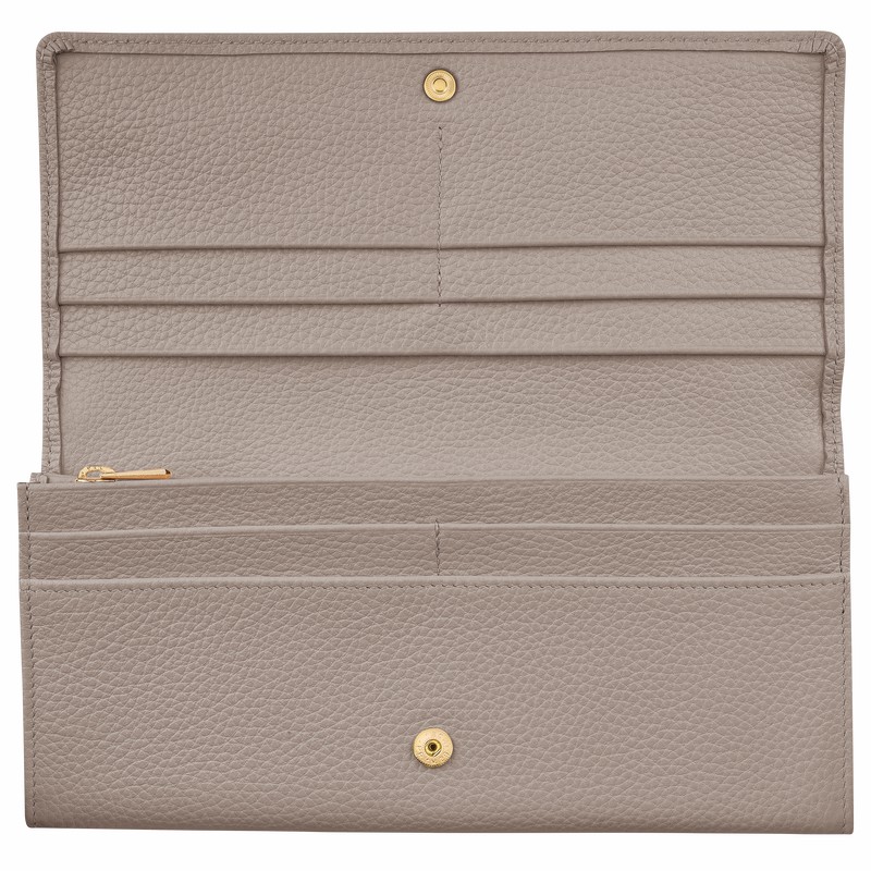 Longchamp Le FOULONNÉ Continental wallet - Leather Grey USA | L3044021P55