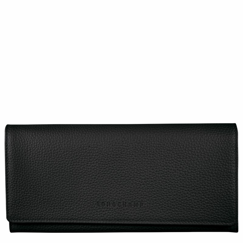 Longchamp Le FOULONNÉ Continental wallet - Leather Black USA | L3044021001