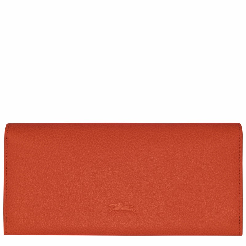 Longchamp Le FOULONNÉ Continental wallet - Leather Orange USA | L3044021685