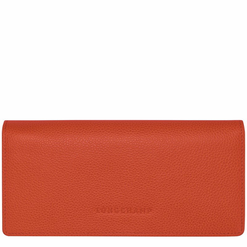 Longchamp Le FOULONNÉ Continental wallet - Leather Orange USA | L3044021685