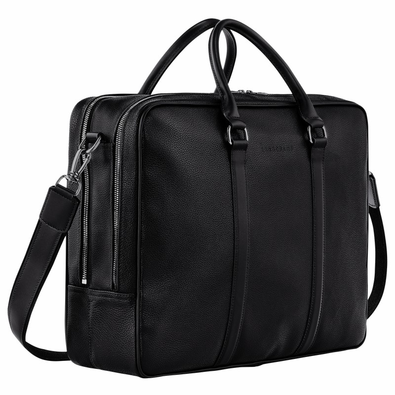 Longchamp Le FOULONNÉ L Briefcase - Leather Black USA | L2129021047