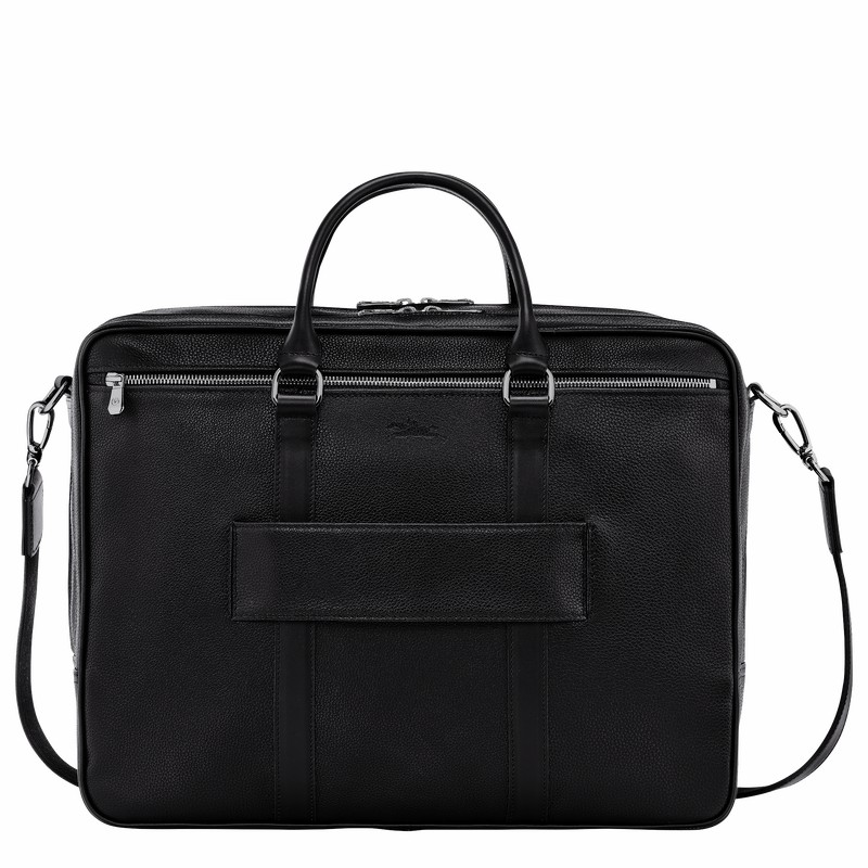 Longchamp Le FOULONNÉ L Briefcase - Leather Black USA | L2129021047