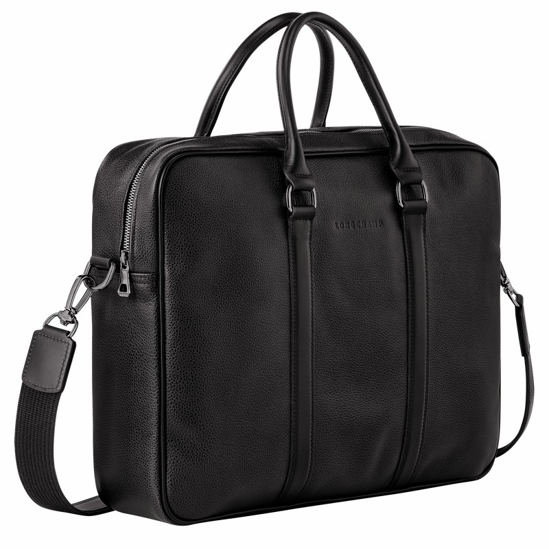 Longchamp Le FOULONNÉ M Briefcase - Leather Black USA | L2123021047