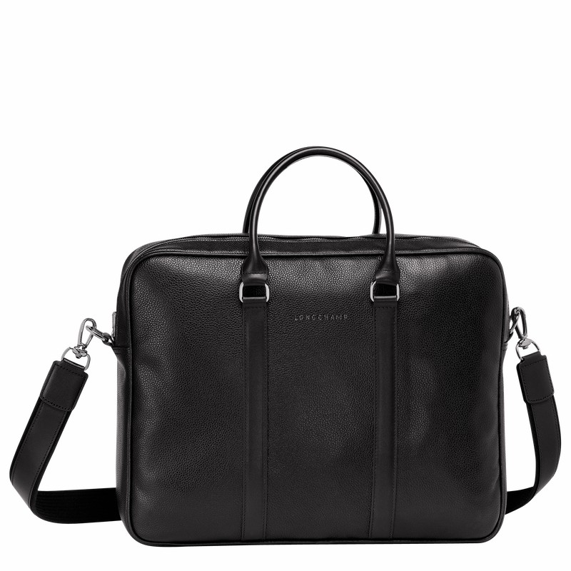 Longchamp Le FOULONNÉ M Briefcase - Leather Black USA | L2123021047