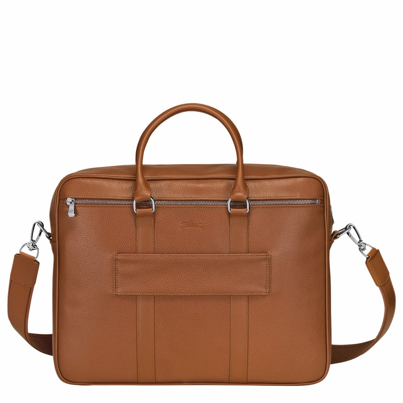 Longchamp Le FOULONNÉ M Briefcase - Leather Caramel USA | L2123021F72-