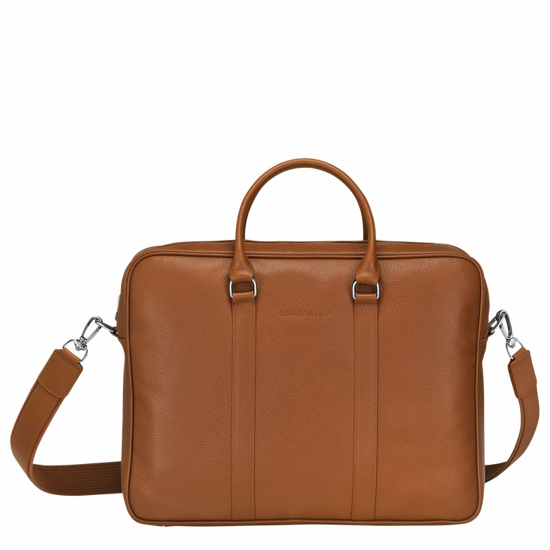 Longchamp Le FOULONNÉ M Briefcase - Leather Caramel USA | L2123021F72-