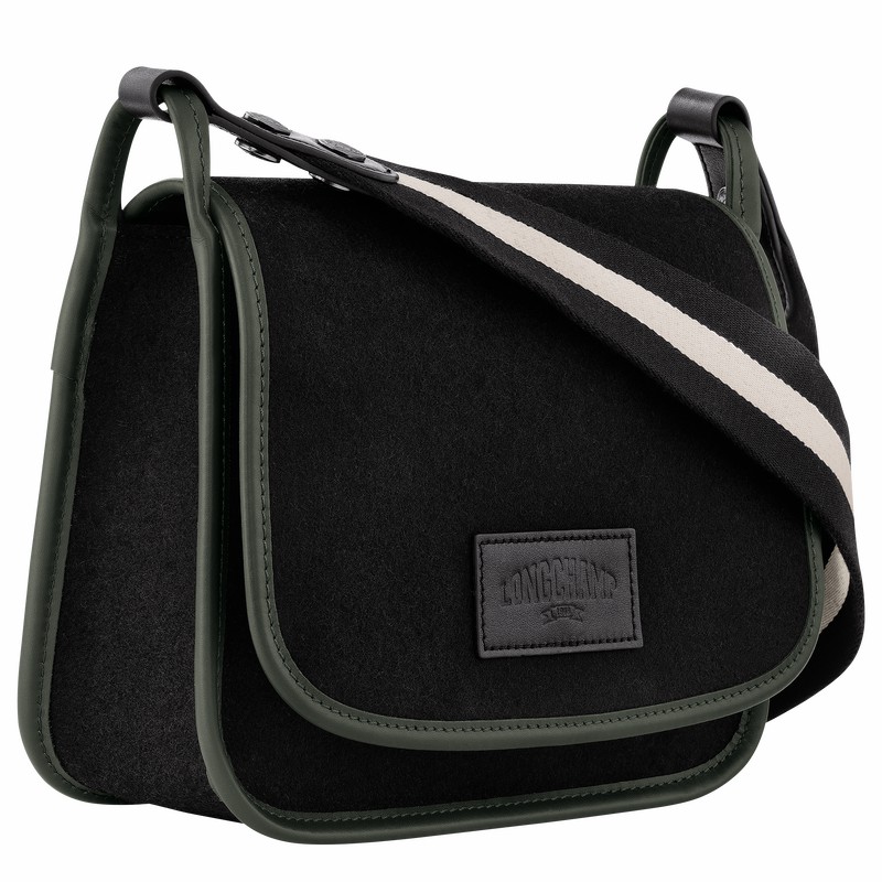 Longchamp Le FOULONNÉ M Crossbody bag - Canvas Black USA | 10135HFN001