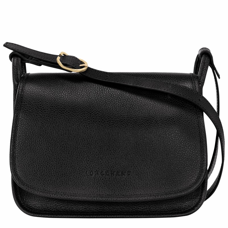 Longchamp Le FOULONNÉ M Crossbody bag - Leather Black USA | 10135021001