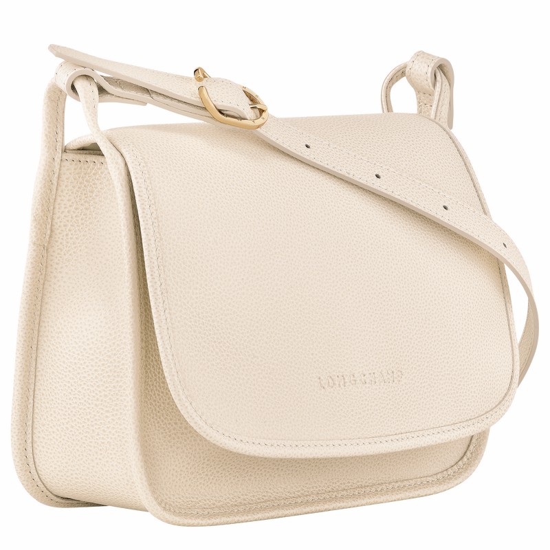 Longchamp Le FOULONNÉ M Crossbody bag - Leather White USA | 10135021555