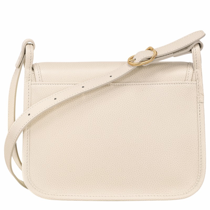 Longchamp Le FOULONNÉ M Crossbody bag - Leather White USA | 10135021555