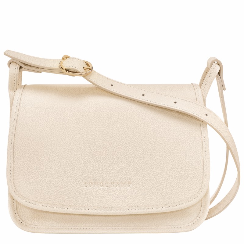 Longchamp Le FOULONNÉ M Crossbody bag - Leather White USA | 10135021555