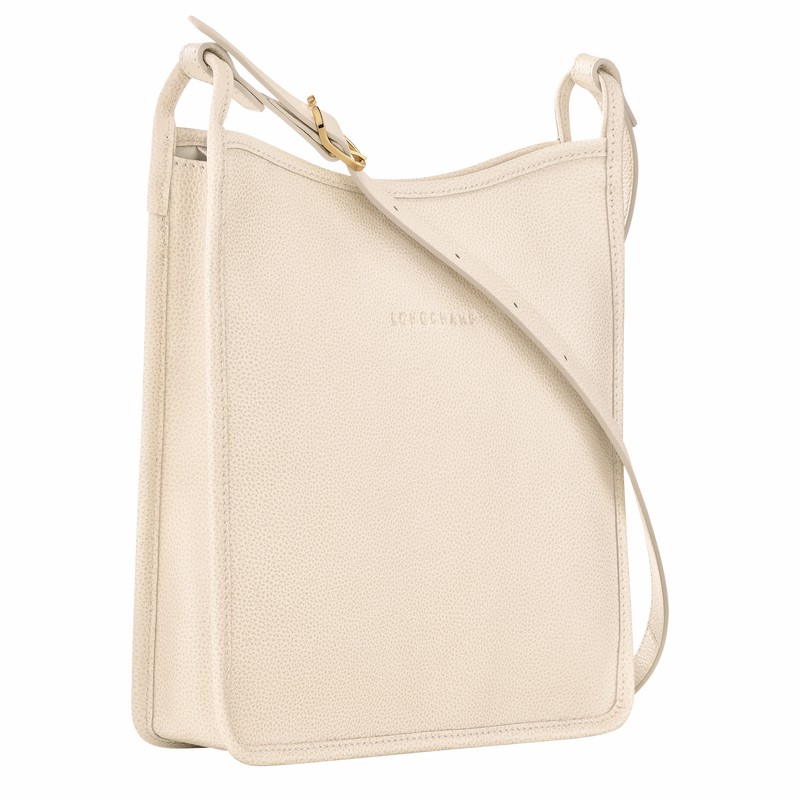 Longchamp Le FOULONNÉ M Crossbody bag - Leather White USA | 10140021555