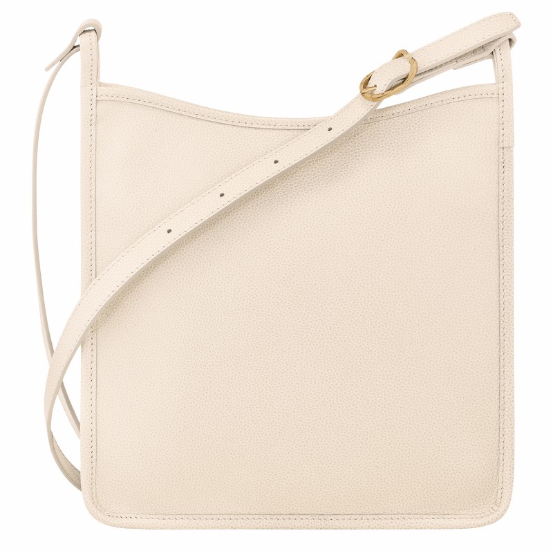 Longchamp Le FOULONNÉ M Crossbody bag - Leather White USA | 10140021555