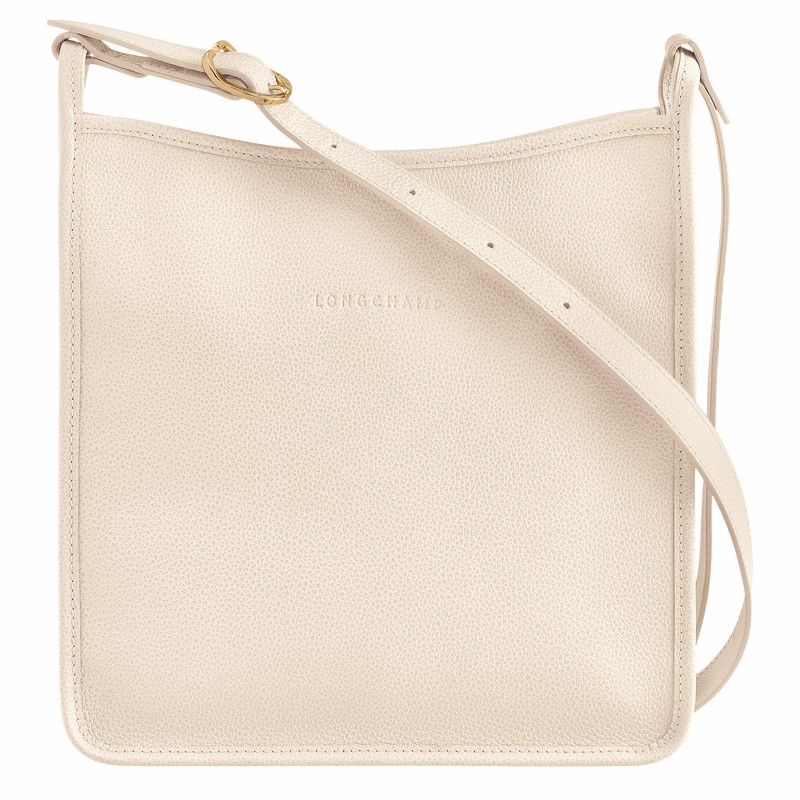 Longchamp Le FOULONNÉ M Crossbody bag - Leather White USA | 10140021555