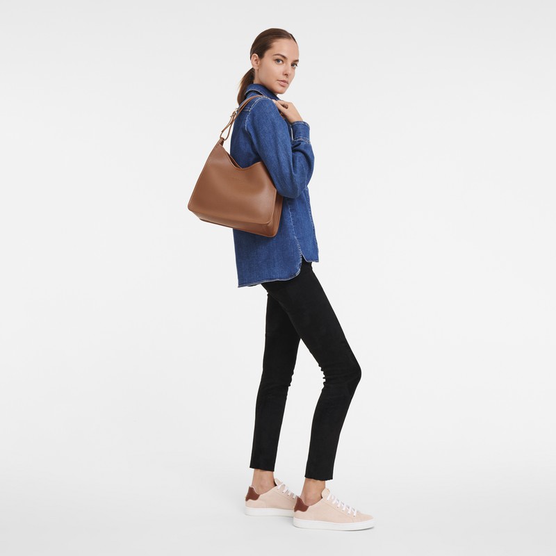 Longchamp Le FOULONNÉ M Hobo bag - Leather Caramel USA | 10155021121