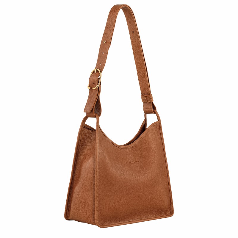 Longchamp Le FOULONNÉ M Hobo bag - Leather Caramel USA | 10155021121