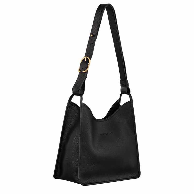 Longchamp Le FOULONNÉ M Hobo bag - Leather Black USA | 10155021001