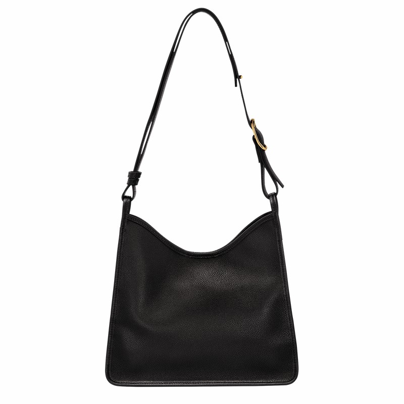 Longchamp Le FOULONNÉ M Hobo bag - Leather Black USA | 10155021001