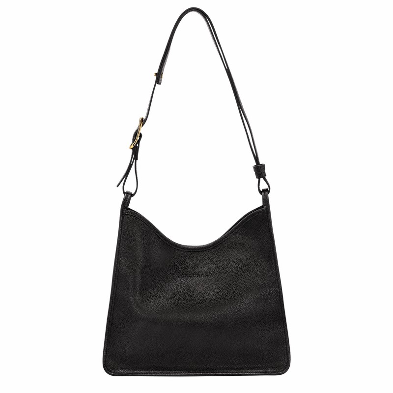 Longchamp Le FOULONNÉ M Hobo bag - Leather Black USA | 10155021001