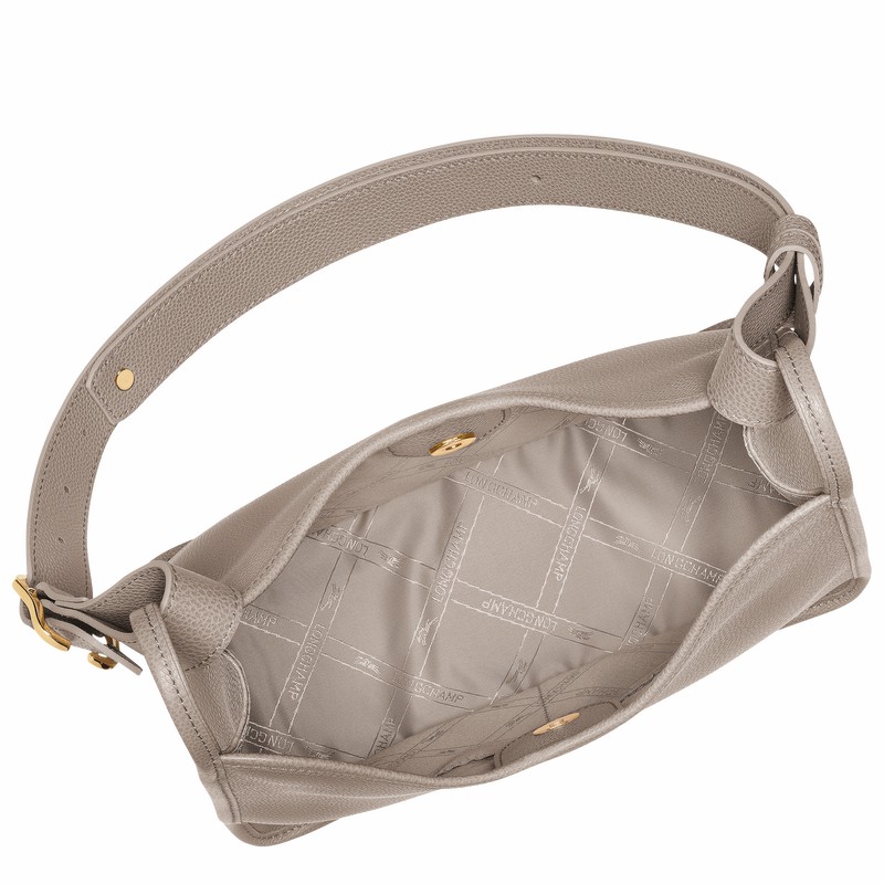 Longchamp Le FOULONNÉ M Hobo bag - Leather Grey USA | 10155021P55