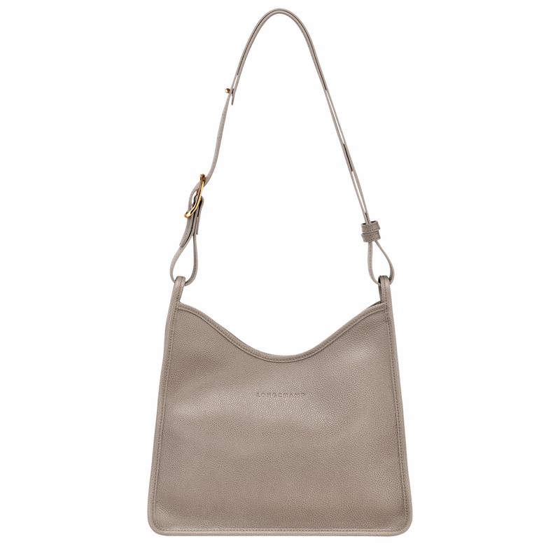 Longchamp Le FOULONNÉ M Hobo bag - Leather Grey USA | 10155021P55