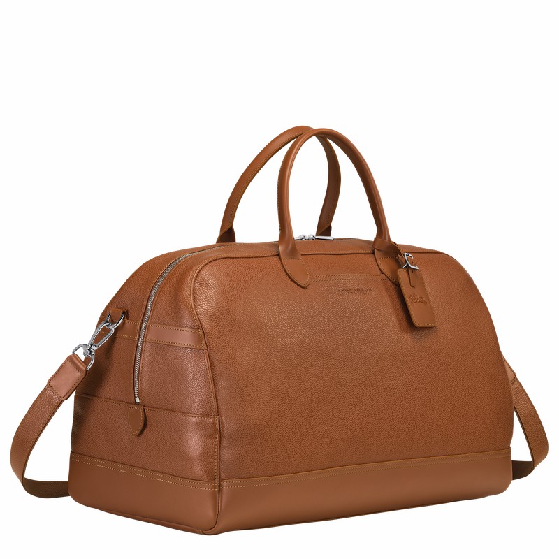 Longchamp Le FOULONNÉ M Travel bag - Leather Caramel USA | L1302021F72-