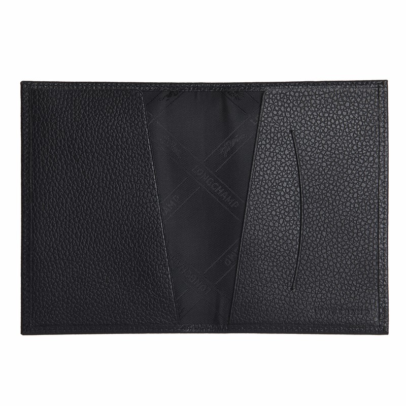 Longchamp Le FOULONNÉ Passport cover - Leather Black USA | L3416021US001-