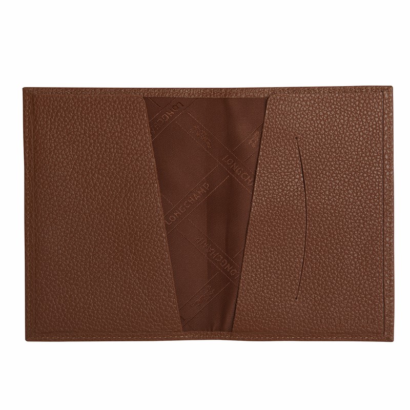 Longchamp Le FOULONNÉ Passport cover - Leather Caramel USA | L3416021US121-