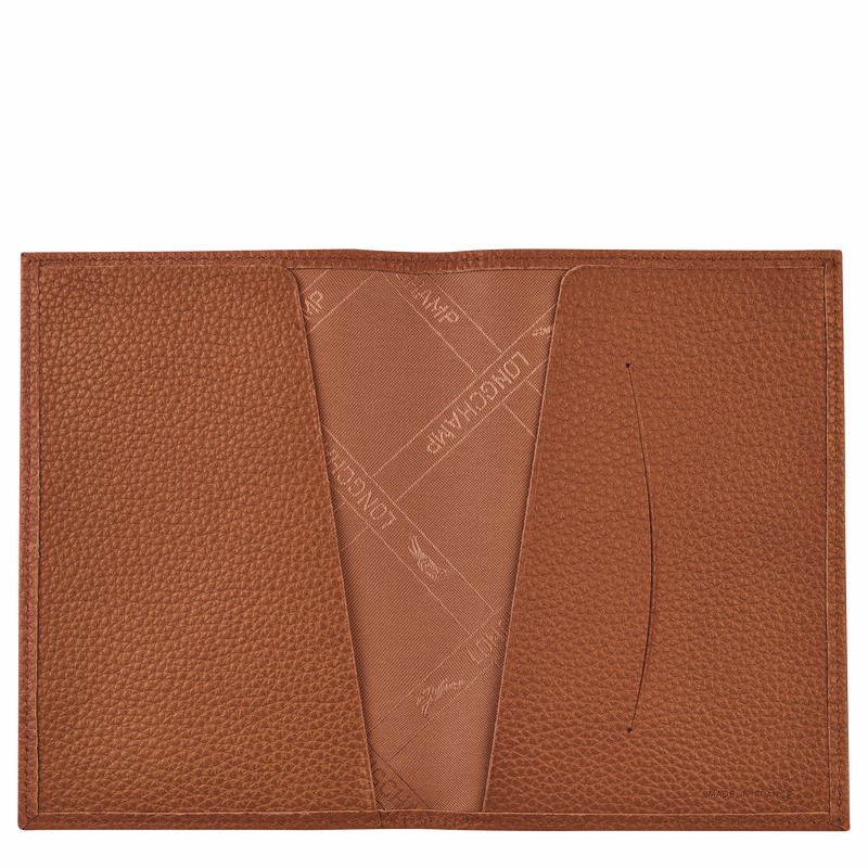 Longchamp Le FOULONNÉ Passport cover - Leather Caramel USA | L3416021121-