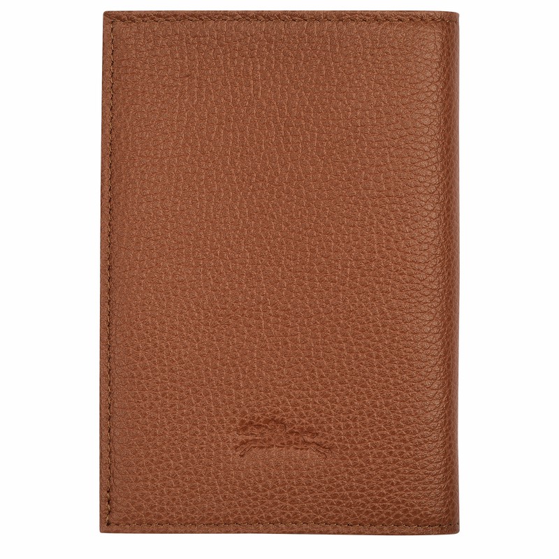 Longchamp Le FOULONNÉ Passport cover - Leather Caramel USA | L3416021121-