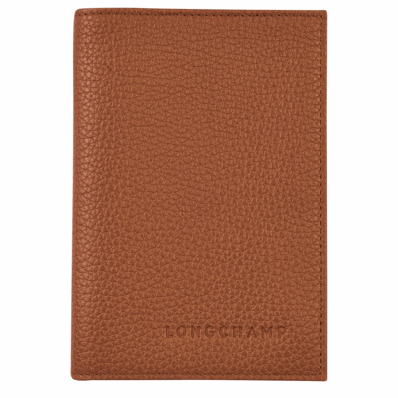 Longchamp Le FOULONNÉ Passport cover - Leather Caramel USA | L3416021121-