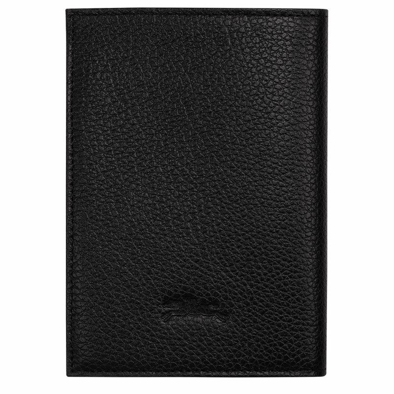 Longchamp Le FOULONNÉ Passport cover - Leather Black USA | L3416021001-