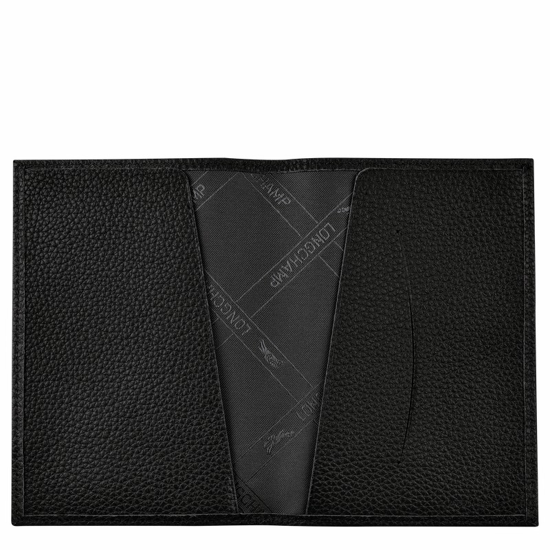 Longchamp Le FOULONNÉ Passport cover - Leather Black USA | L3416021001-