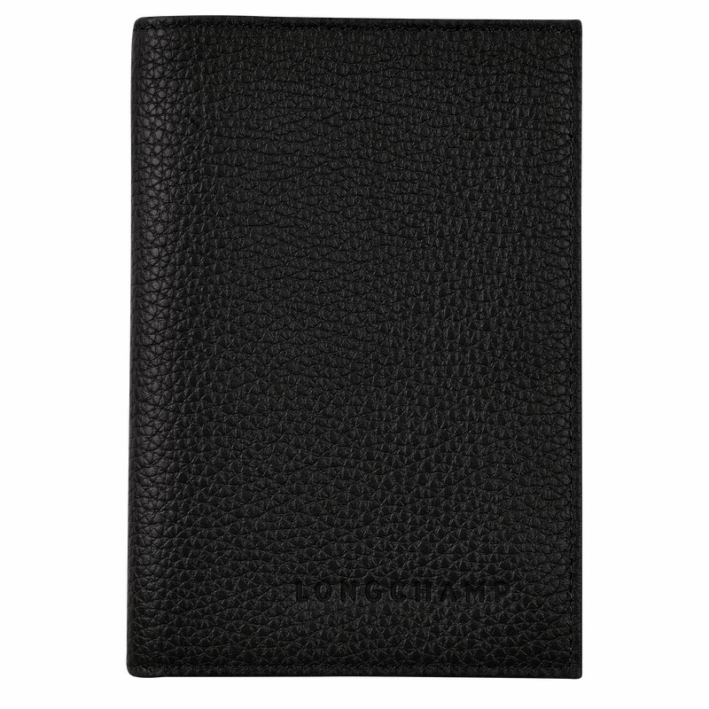 Longchamp Le FOULONNÉ Passport cover - Leather Black USA | L3416021001-