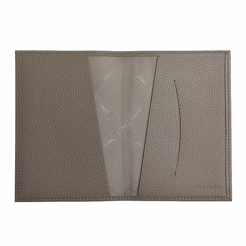 Longchamp Le FOULONNÉ Passport cover - Leather Grey USA | L3416021USP55-