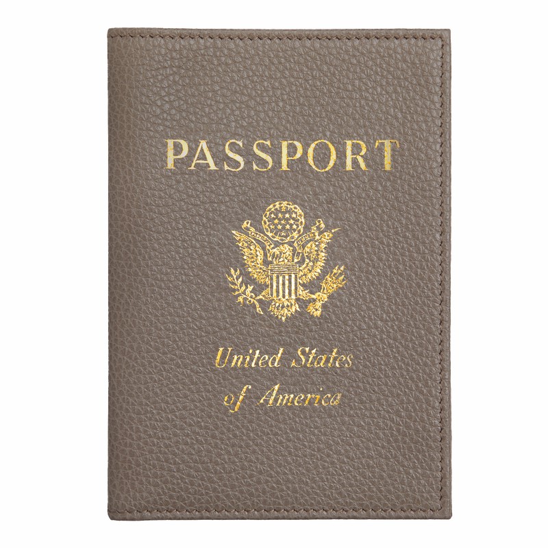 Longchamp Le FOULONNÉ Passport cover - Leather Grey USA | L3416021USP55