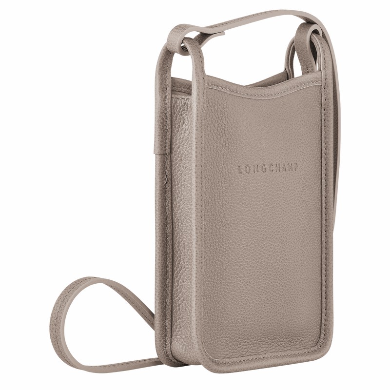 Longchamp Le FOULONNÉ Phone case - Leather Grey USA | 34200021P55-