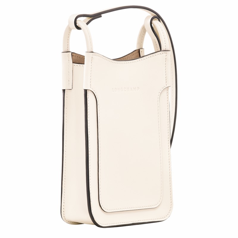 Longchamp Le FOULONNÉ Phone case - Leather White USA | 34200HFI037