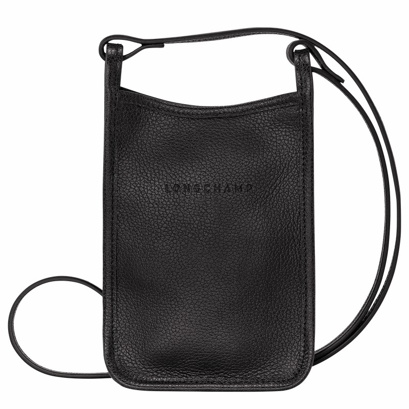 Longchamp Le FOULONNÉ Phone case - Leather Black USA | 34200021001