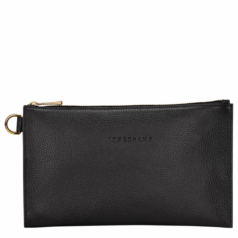 Longchamp Le FOULONNÉ Pouch - Leather Black USA | L2541021001-