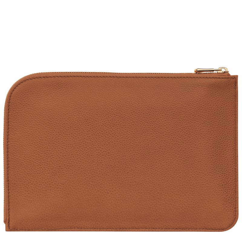 Longchamp Le FOULONNÉ Pouch - Leather Caramel USA | 30040021121