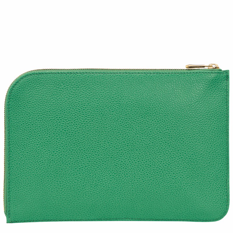 Longchamp Le FOULONNÉ Pouch - Leather Green USA | 30040021129