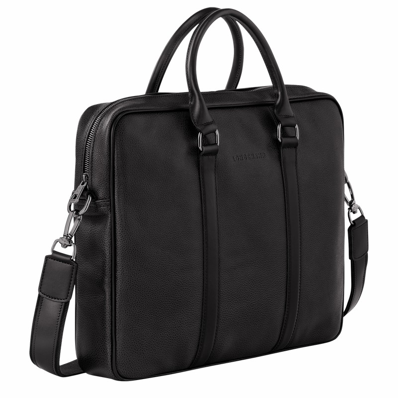 Longchamp Le FOULONNÉ S Briefcase - Leather Black USA | L2122021047