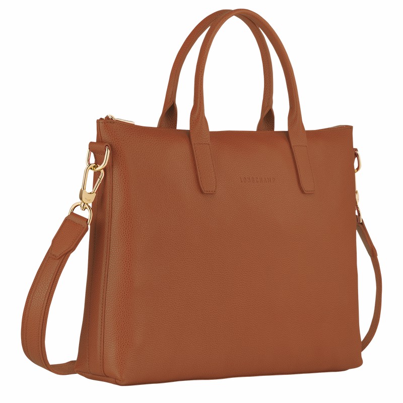 Longchamp Le FOULONNÉ S Briefcase - Leather Caramel USA | 20032021121