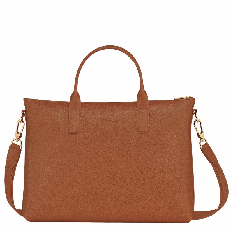 Longchamp Le FOULONNÉ S Briefcase - Leather Caramel USA | 20032021121