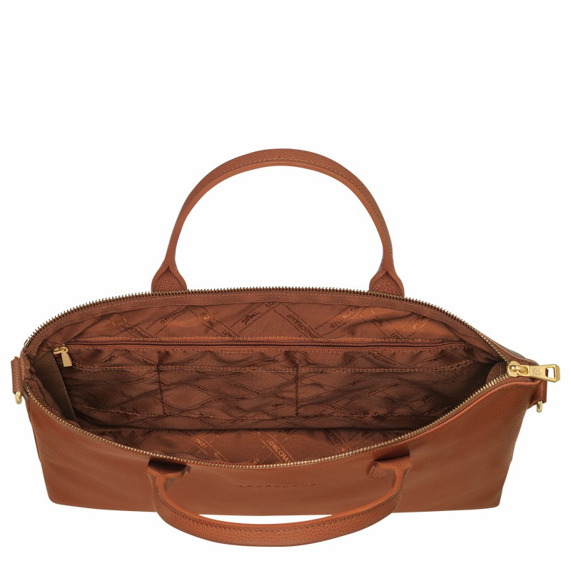 Longchamp Le FOULONNÉ S Briefcase - Leather Caramel USA | 20032021121